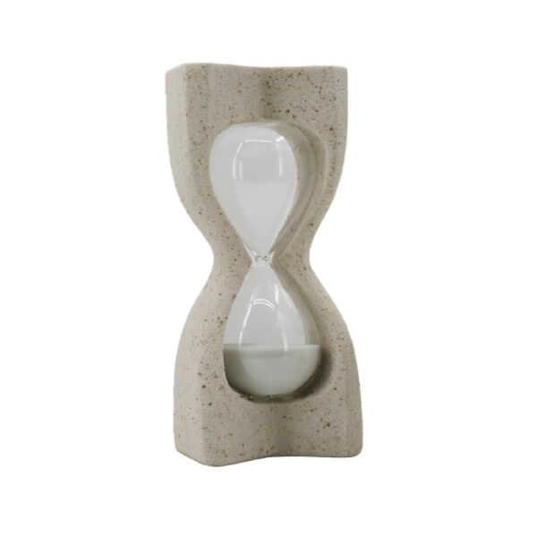 Reloj de Arena Resina Vidrio Beige y Arena Blanca