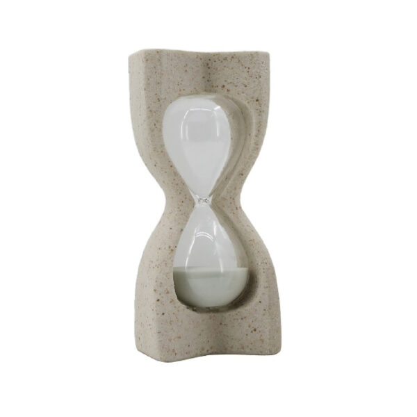 Reloj de Arena Resina Vidrio Beige y Arena Blanca