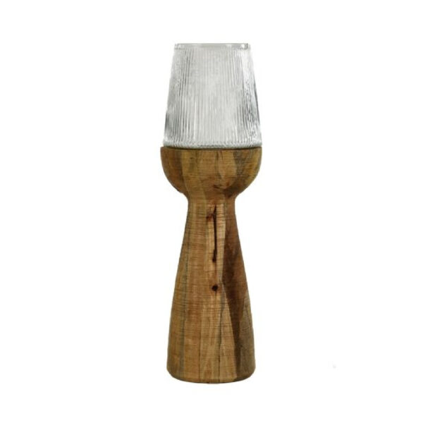 Portavela Arbre Vidrio y Madera de Mango Natural