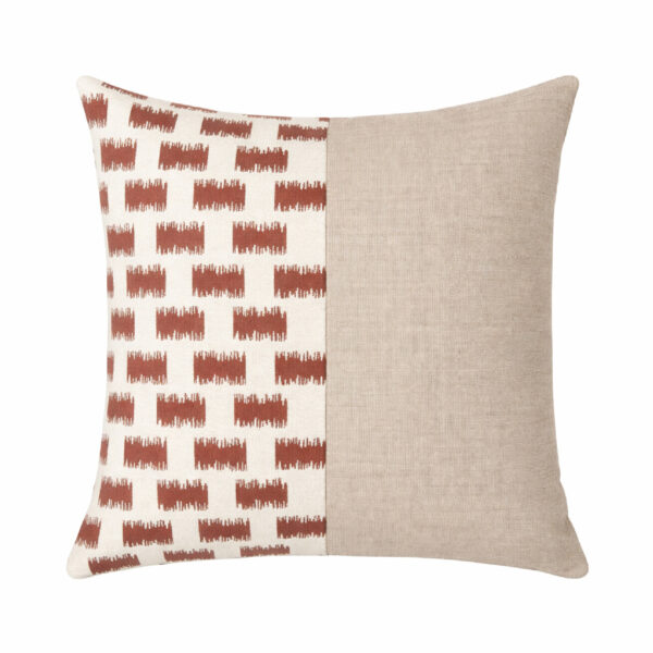 Cojin de Plumas Exterior Cuadros Marron y Beige