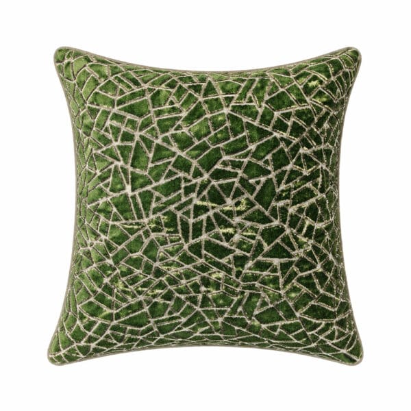 Cojin de Plumas Interior Verde con Figuras Geometricas y Marron
