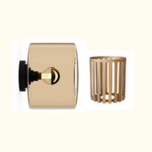 Lampara Pared Wall Drum S Con Accesorio de Madera Champagne