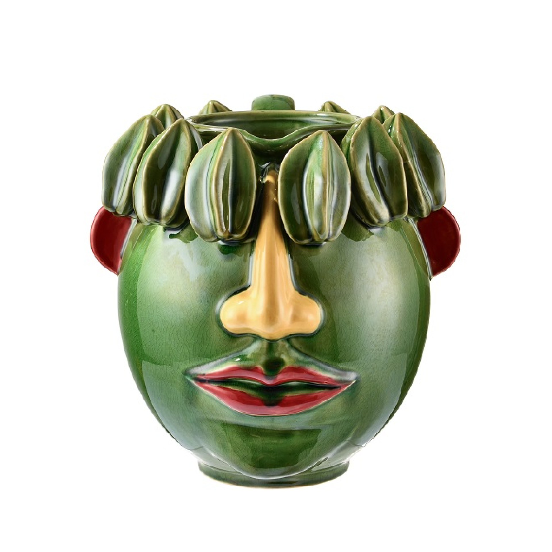 Jarron Brasil de Ceramica Verde/Amarillo