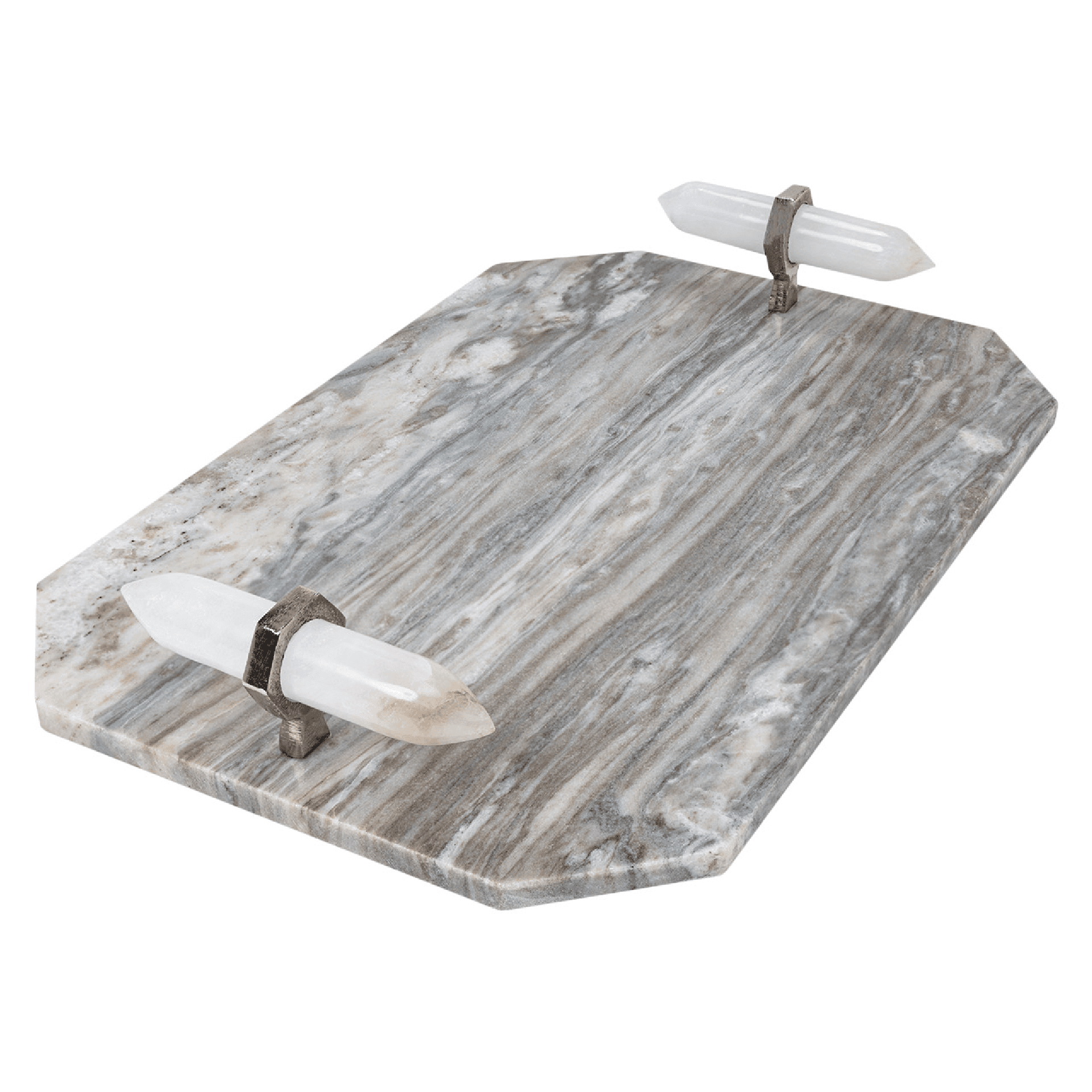 Bandeja de Aluminio Pelaso con Asas de Marmol