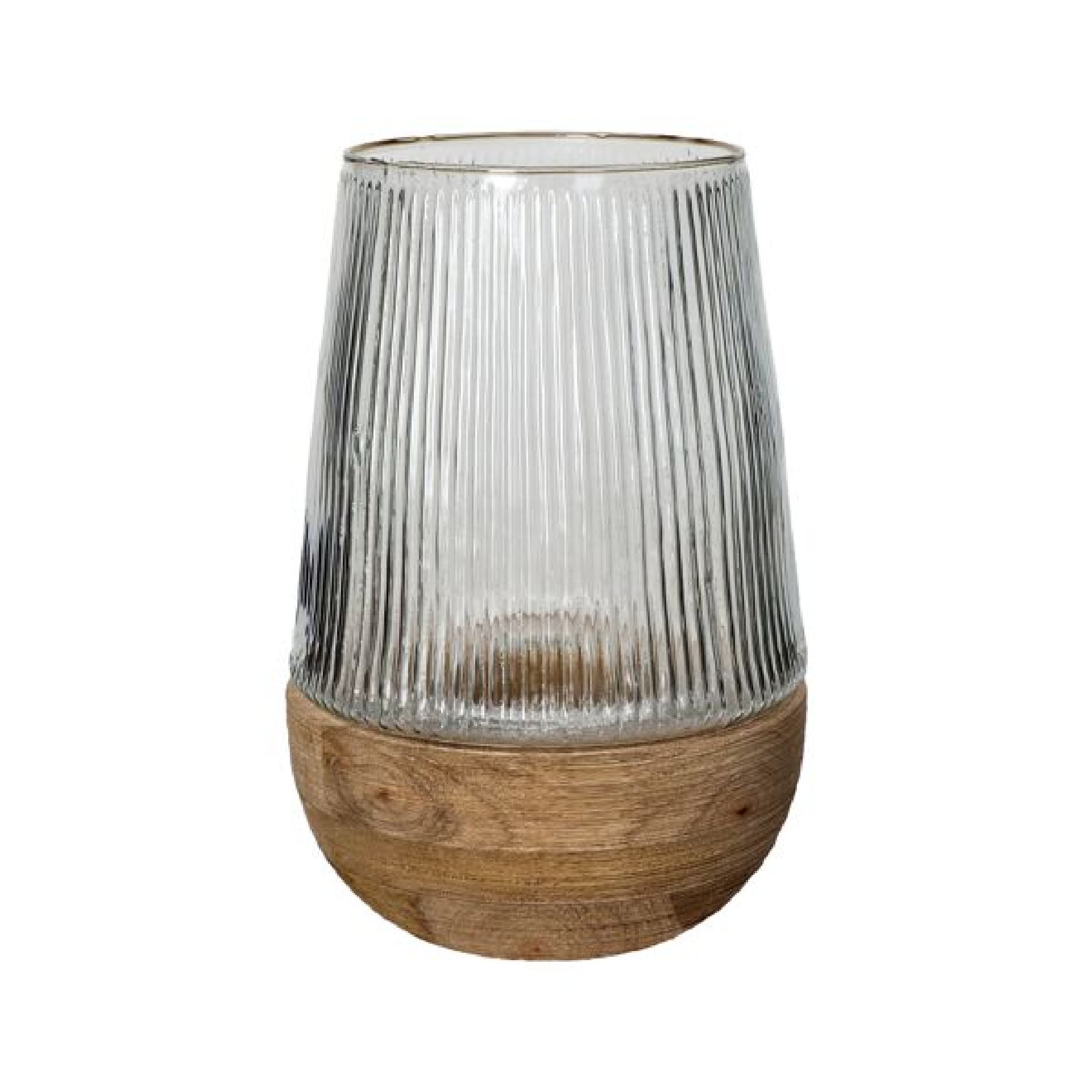 Portavela Arbre Vidrio y Madera de Mango Natural