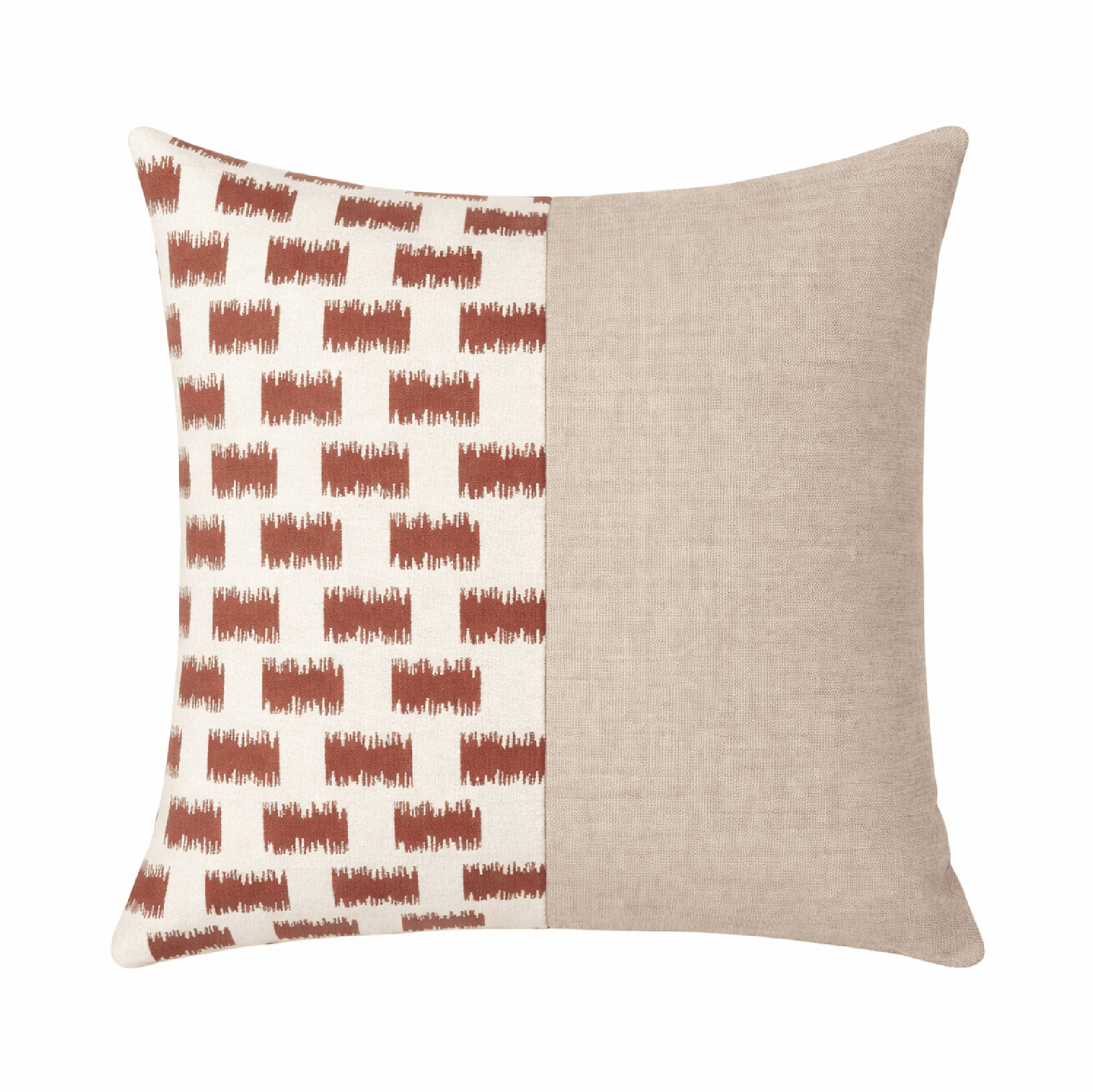 Cojin de Plumas Exterior Cuadros Marron y Beige