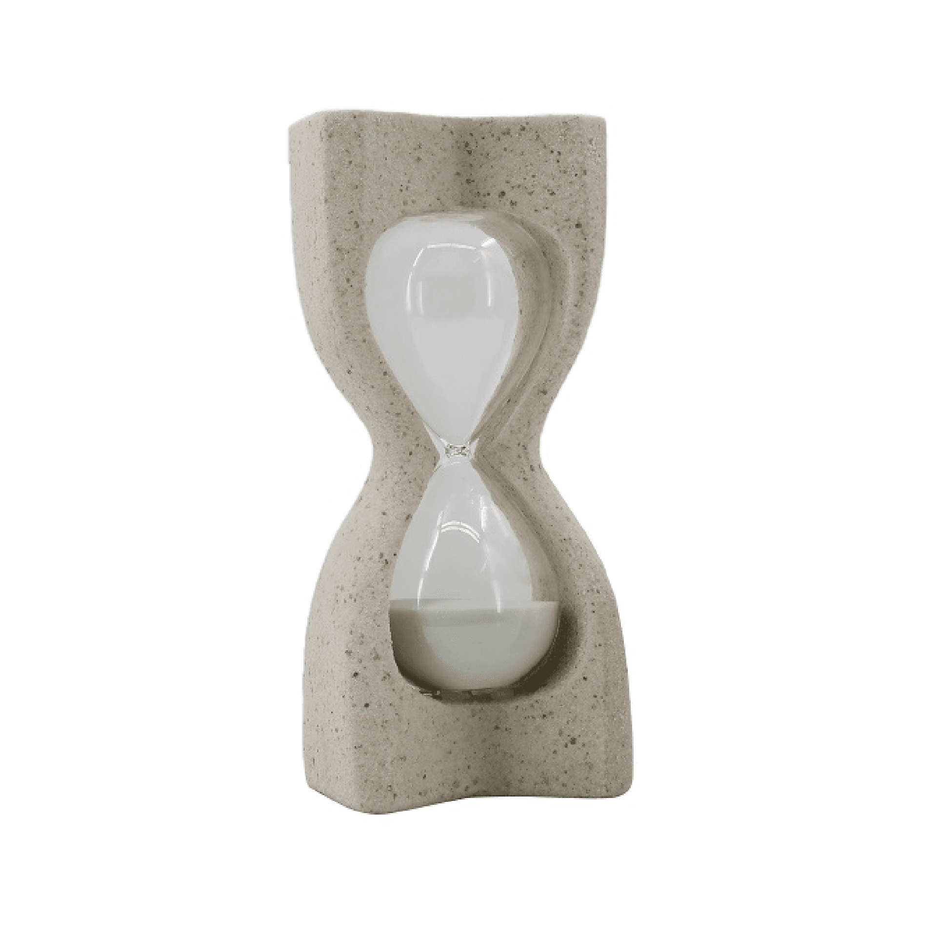 Reloj de Arena Resina Vidrio Beige y Arena Blanca