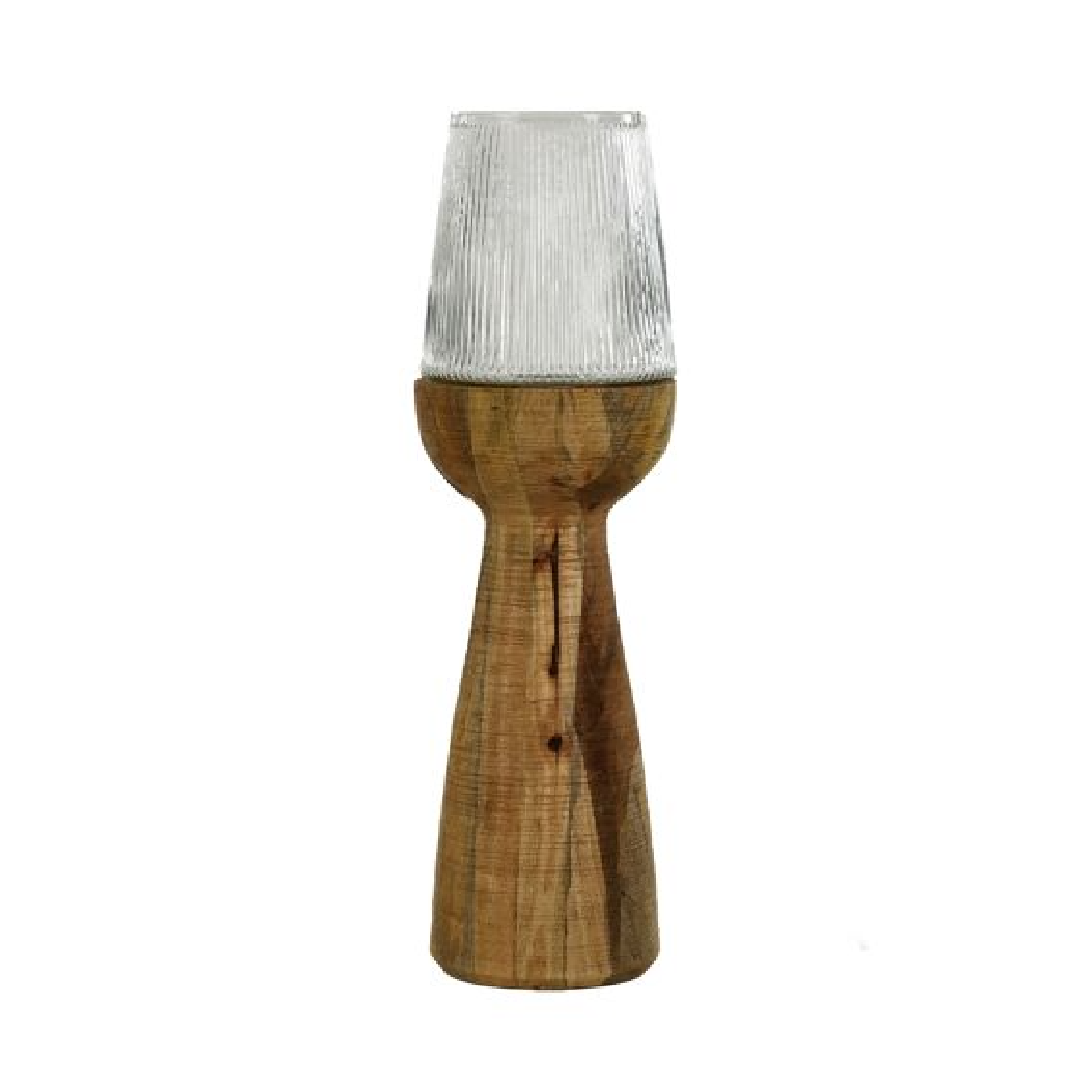 Portavela Arbre Vidrio y Madera de Mango Natural