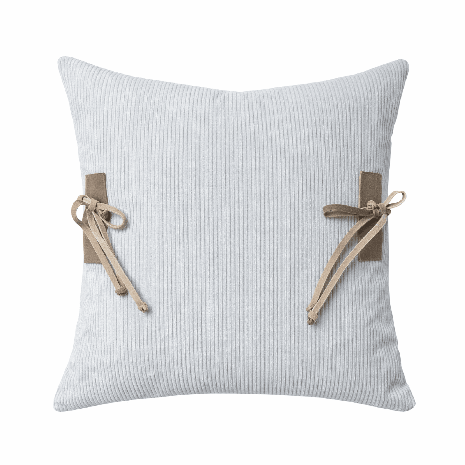 Cojin de Plumas Interior Beige con Laterales de Cuero