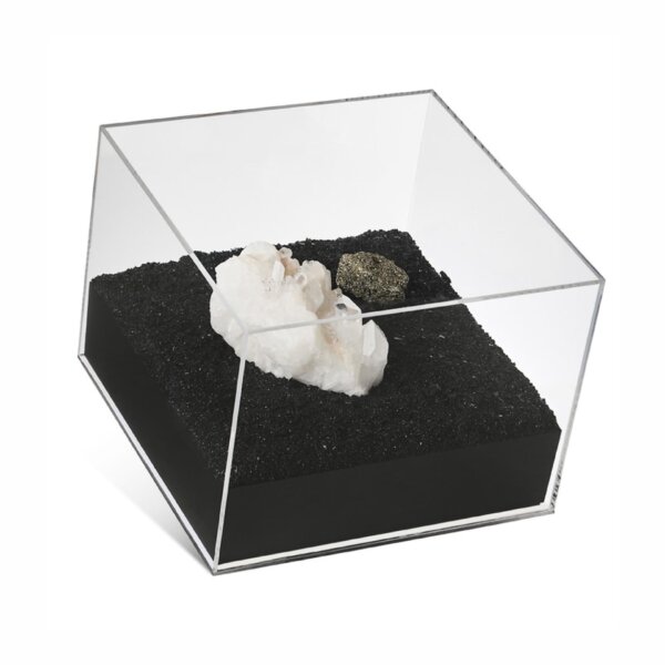 Caja de Acrilico Con Piedra Natural Blanca