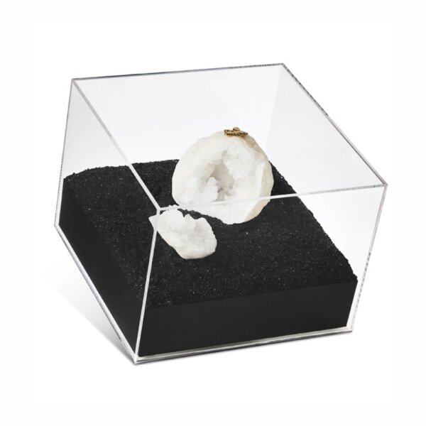 Caja de Acrilico Con Pasta Texturizada Y Piedra Natural Blanca