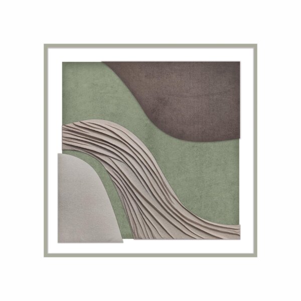 Cuadro Con Marco de Madera, Vidrio Y Tejido Boucle II En Relieve